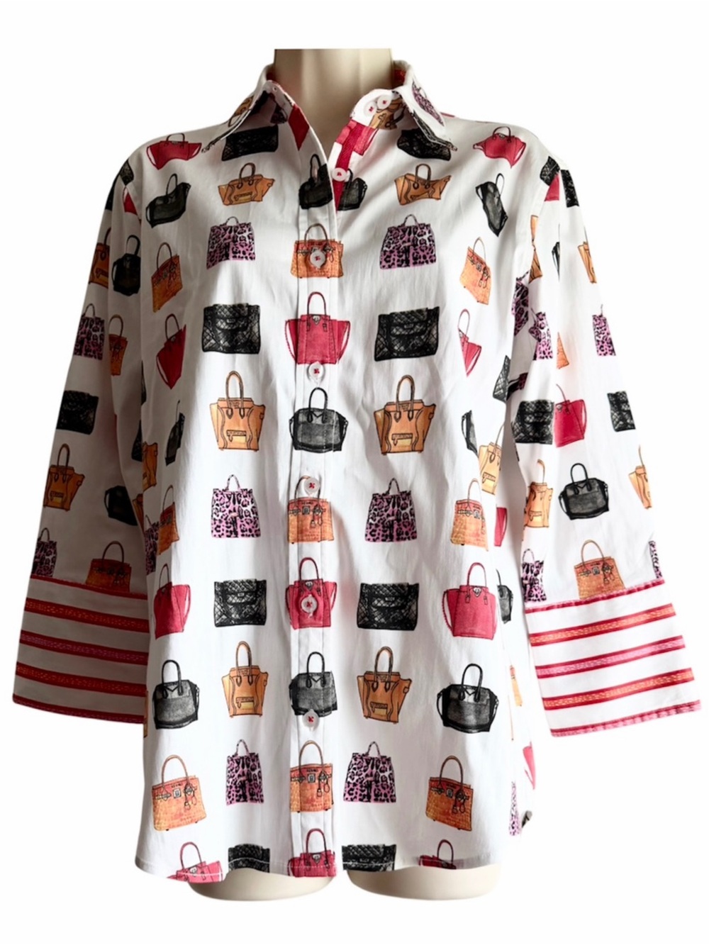 Tizzie Designer Handbag Print Button Up Shirt